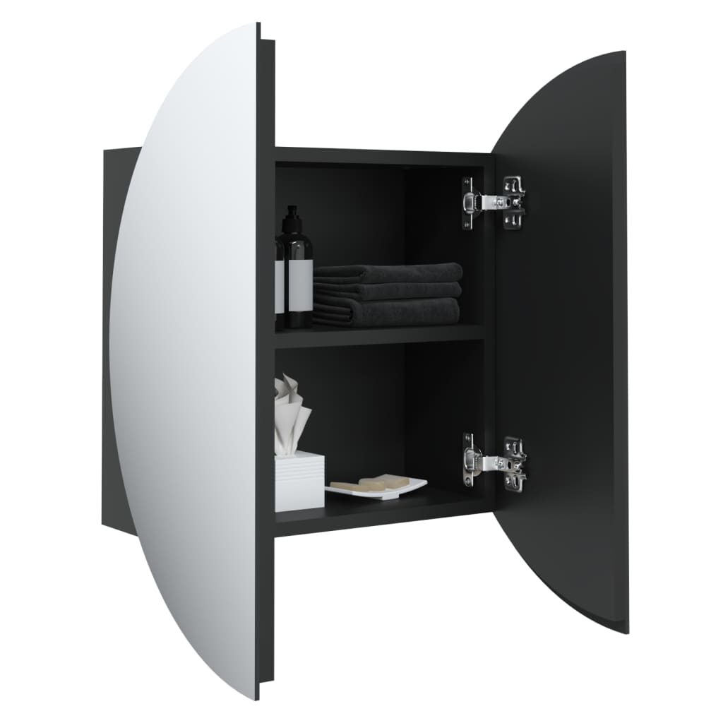 Badezimmerschrank mit Rundem Spiegel & LED Weiß 40x40x17,5 cm