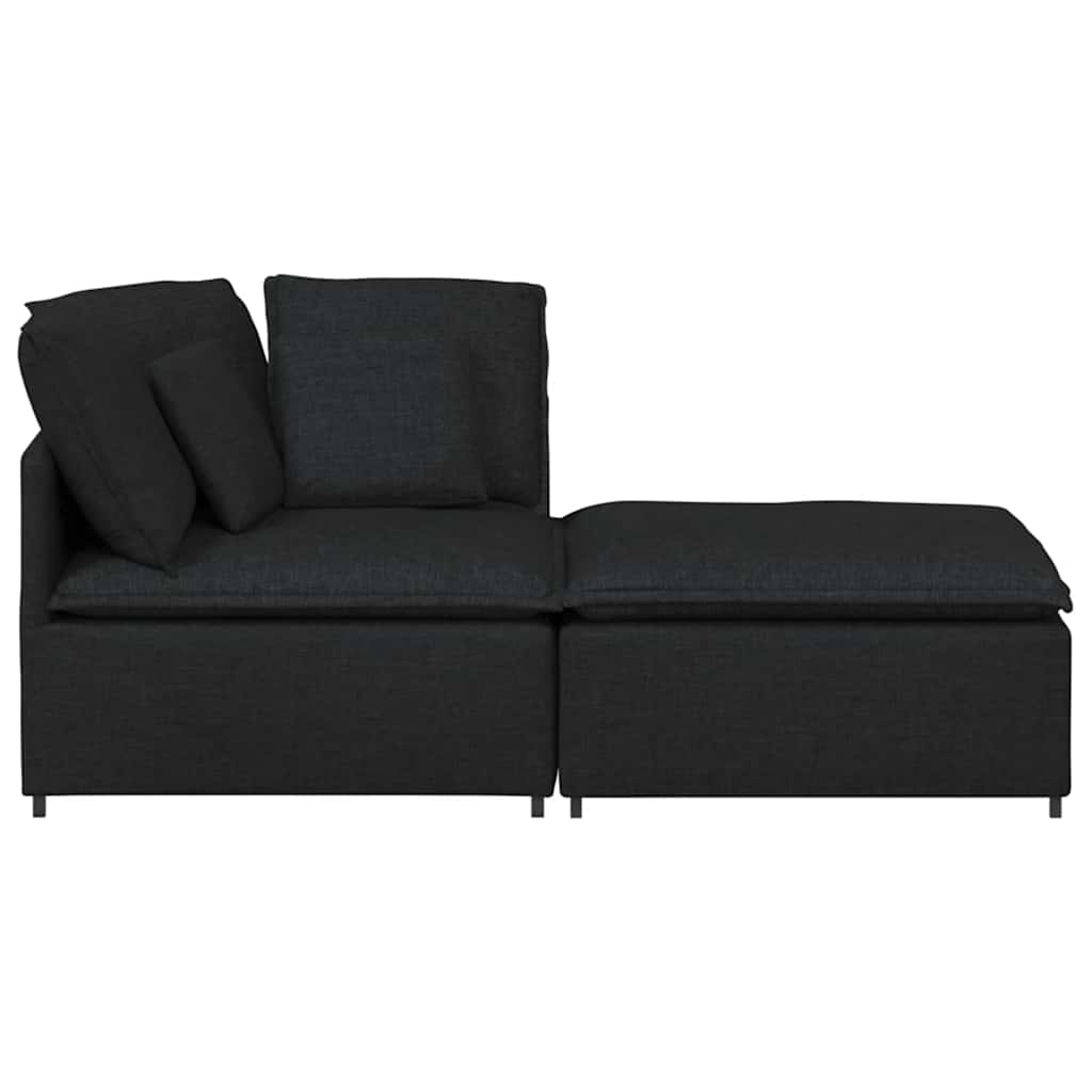 Modulares Sofa mit Fußhocker Kissen Stoff Hellgrau