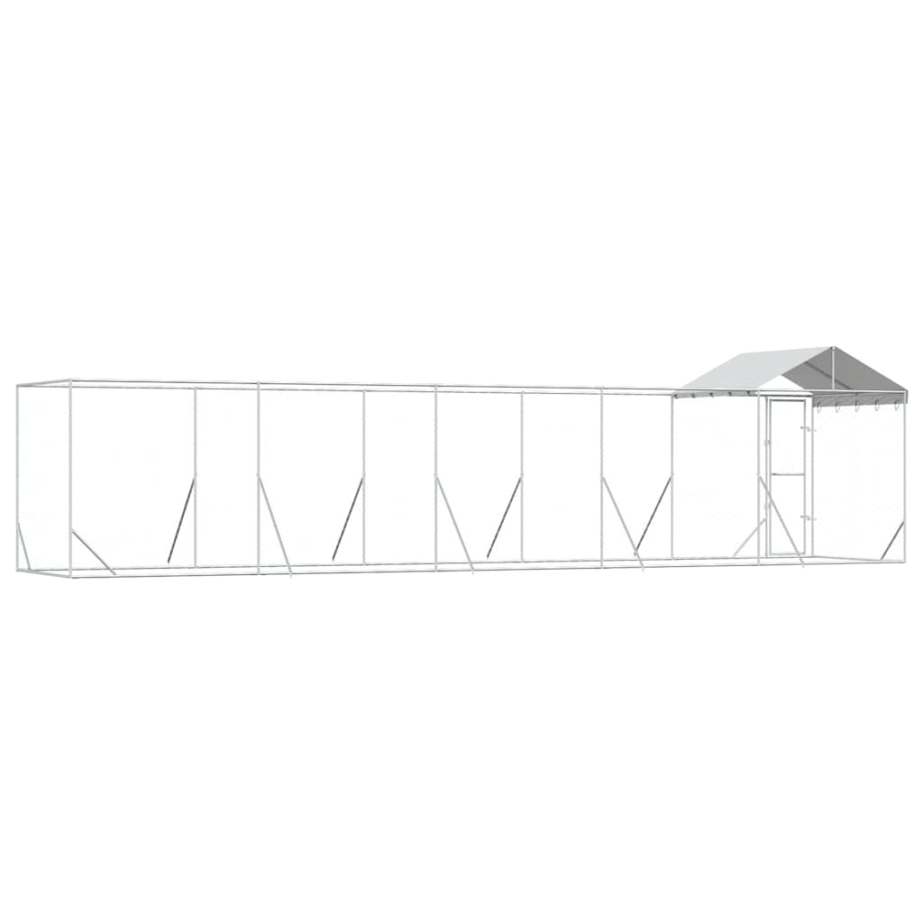 Outdoor-Hundezwinger mit Dach Silber 2x2x2,5 m Verzinkter Stahl