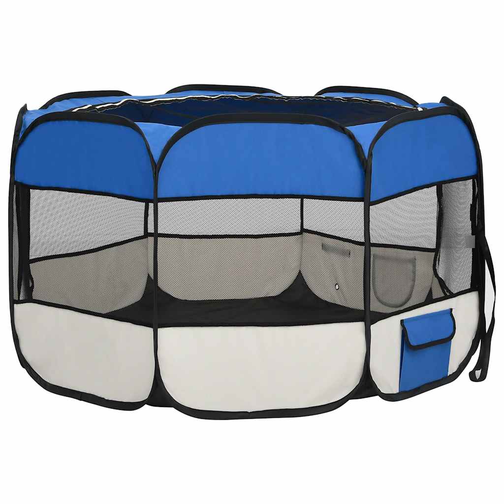 Faltbarer Welpenlaufstall mit Tragetasche Schwarz 90x90x58 cm
