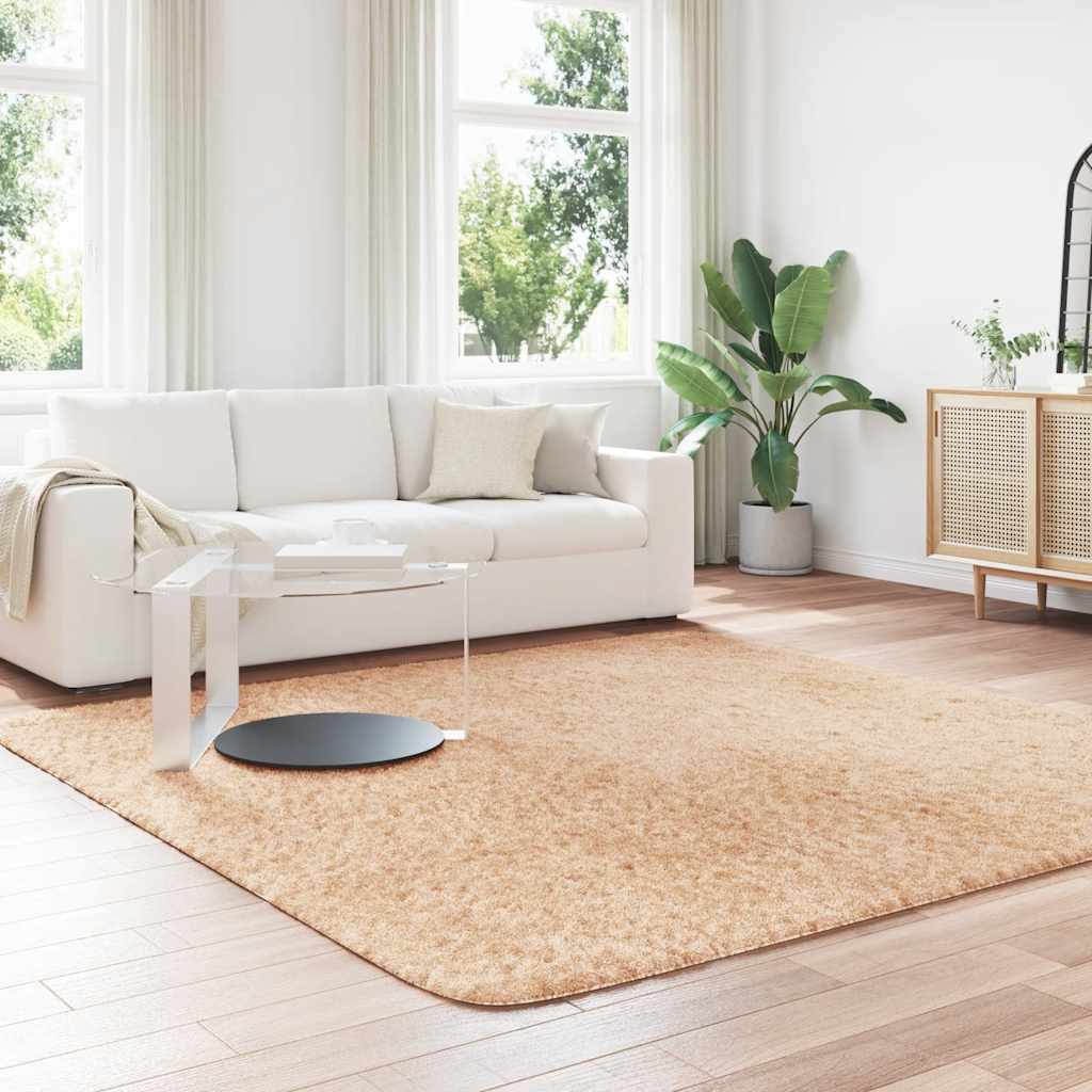 Teppich Shaggy Hochflor NAVARRA Beige 60x100 cm Polyester