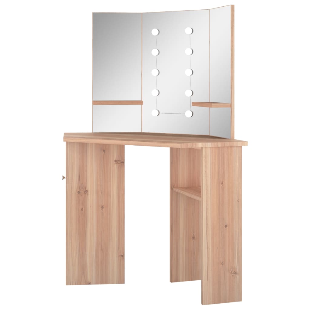 Eck-Schminktisch mit LED Grau 111x54x141,5 cm