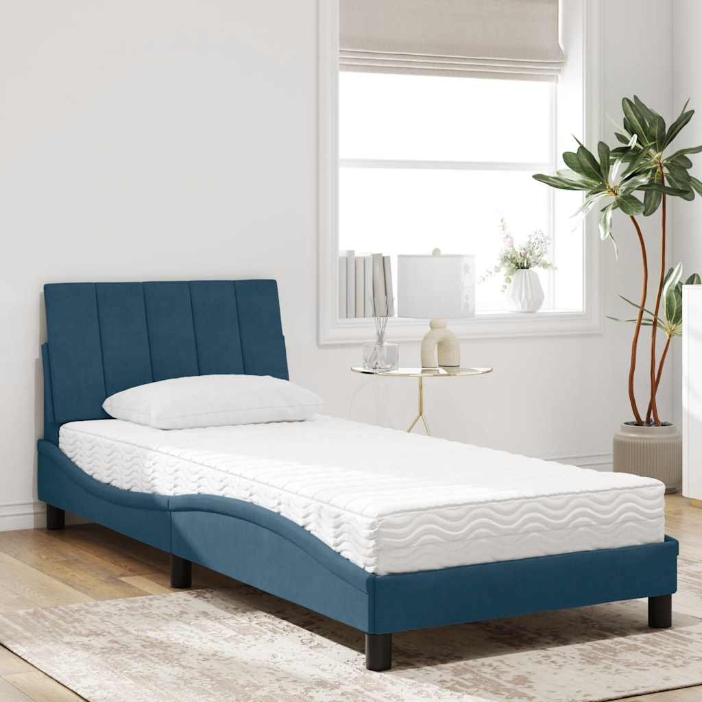 Bett mit Matratze "Hanko" Hellgrau 80x200 cm Samt