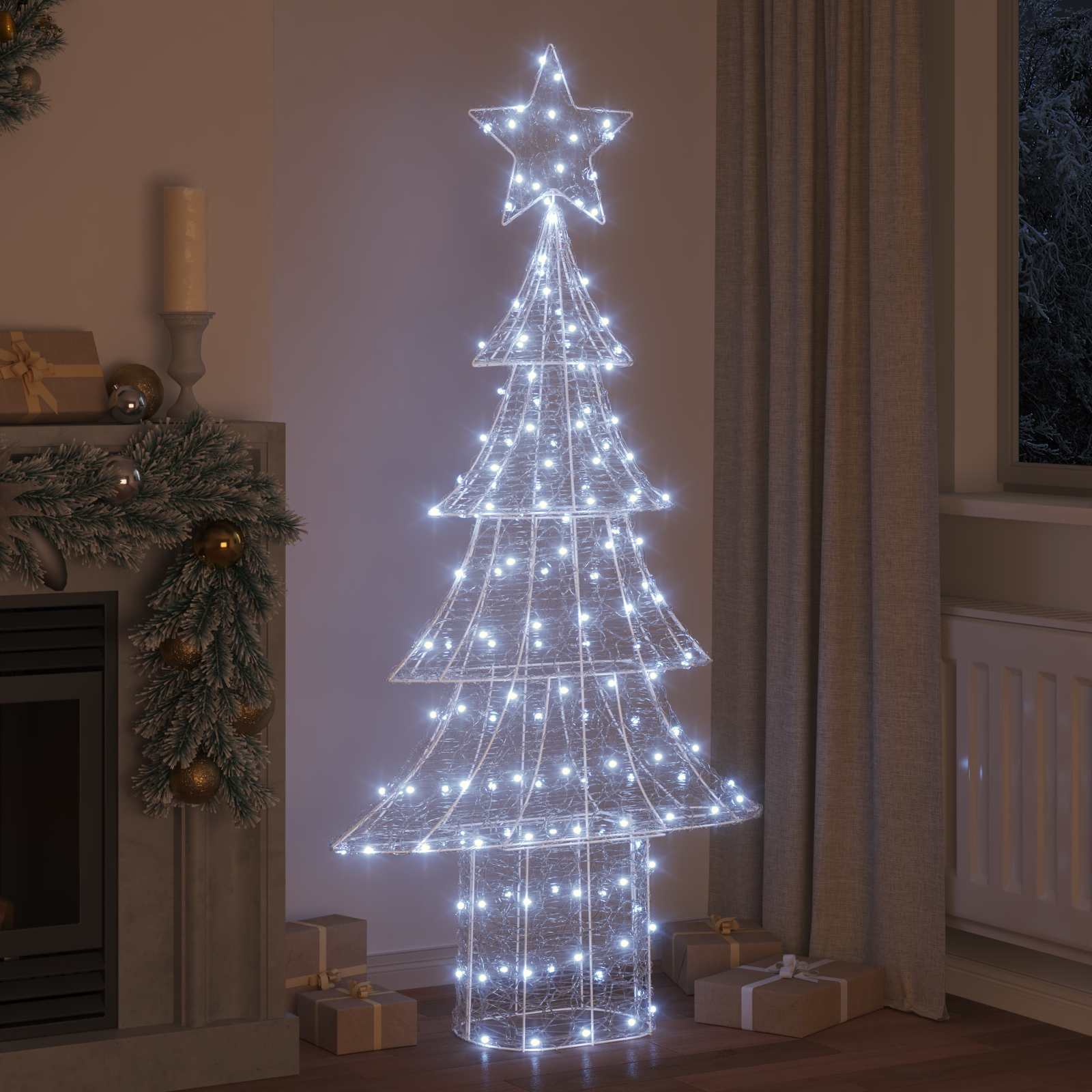 Weihnachtsbaum mit 100 LEDs Warmweiß 120 cm Acryl