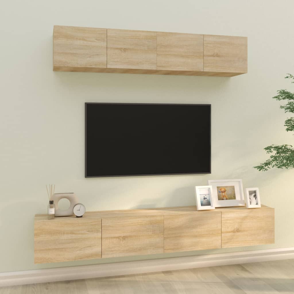 4-tlg. TV-Schrank-Set Weiß Holzwerkstoff