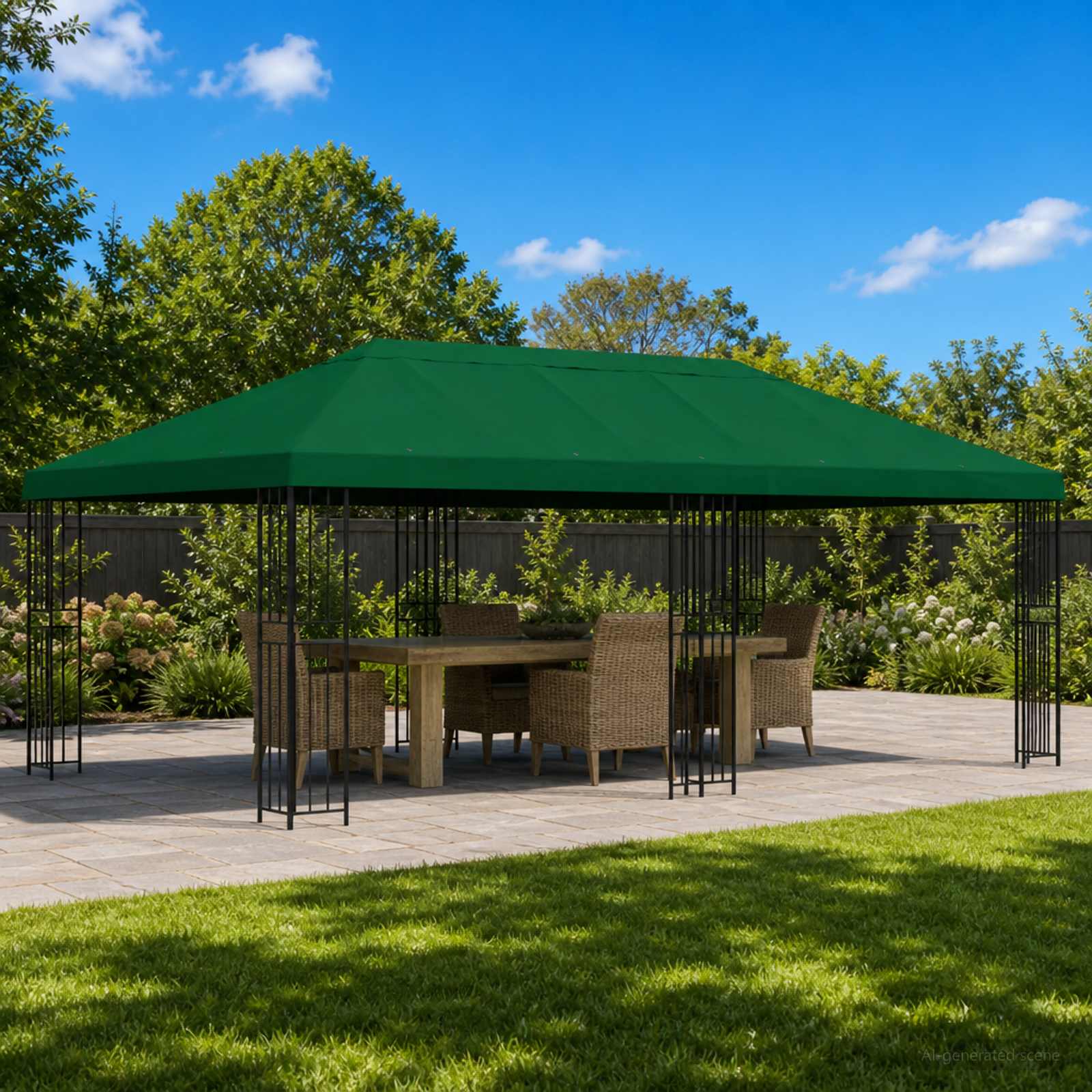 Pavillon mit Seitenwänden 6 x 3 m Beige Polyester und Stahl 190