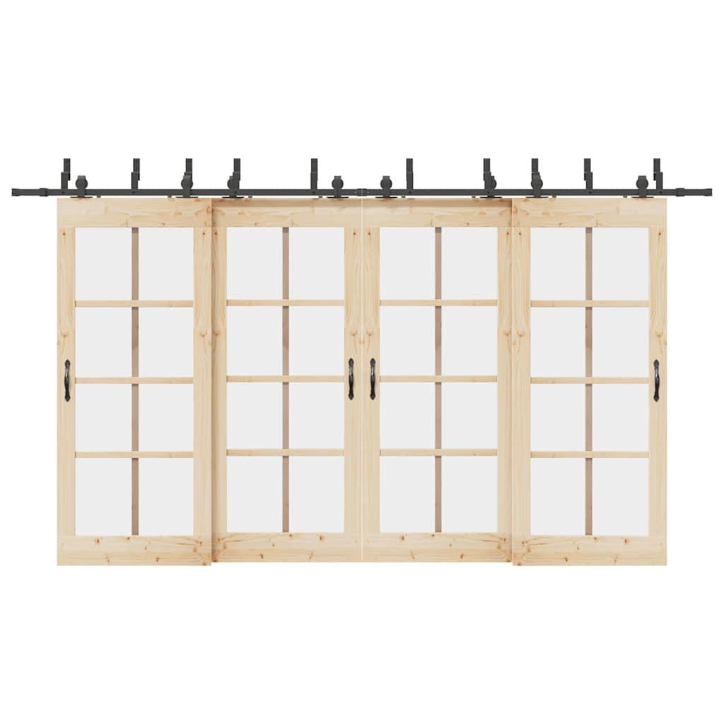 Schiebetürbeschlag-Set 183 cm Stahl Schwarz