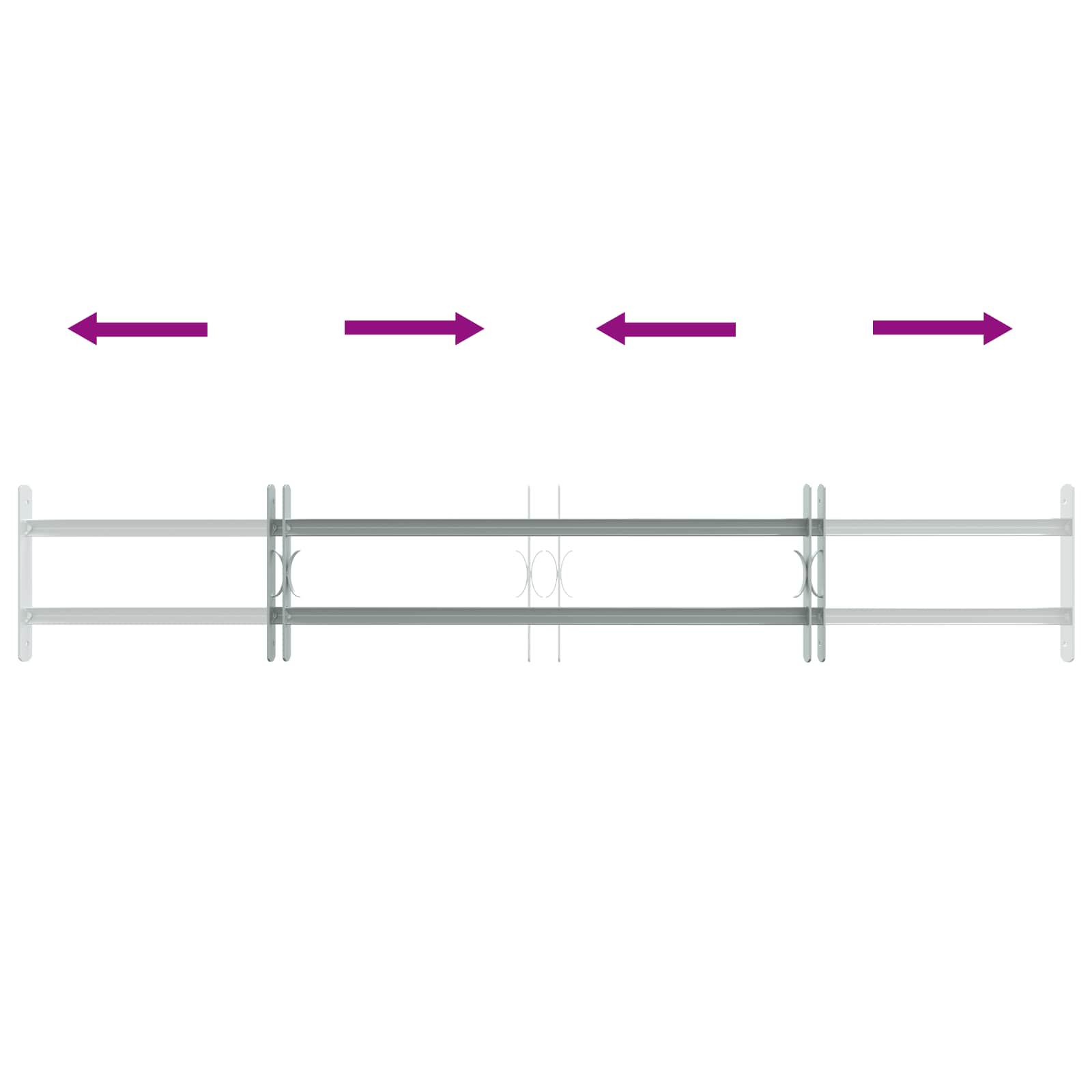 Fenstergitter Verstellbar mit 3 Querstäben 500-650 mm