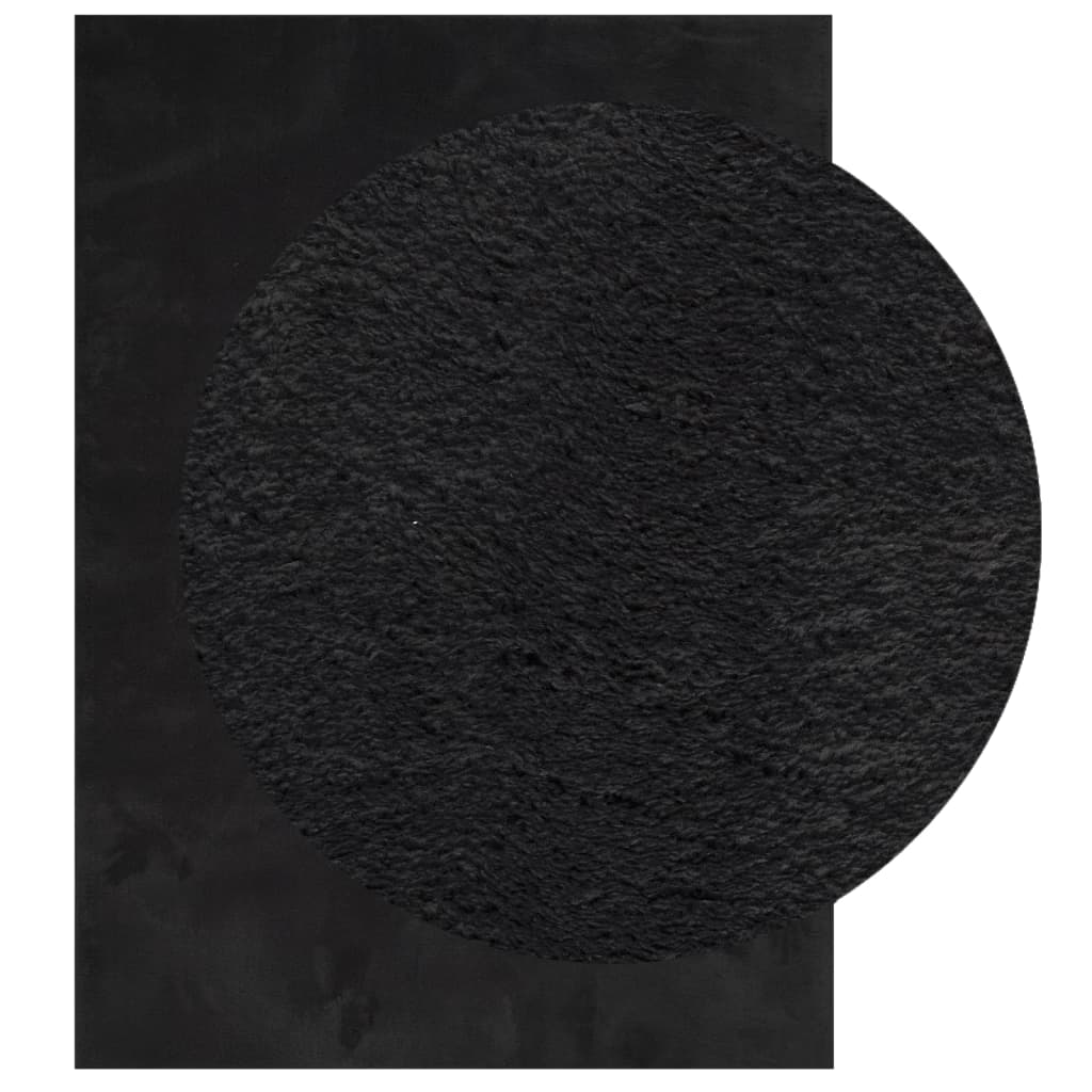Teppich HUARTE Kurzflor Weich und Waschbar Anthrazit 60x110 cm