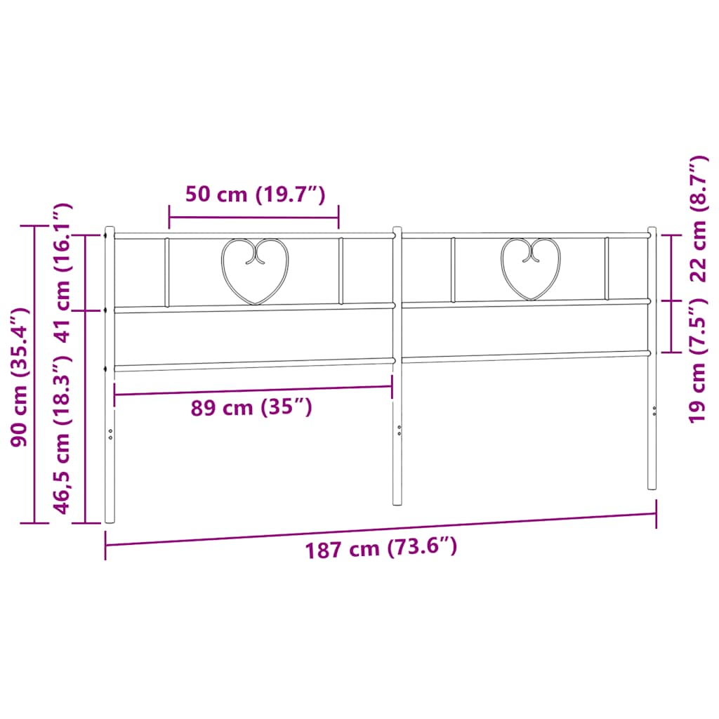 Ersatz-Kopfteil Metall Schwarz 135 cm