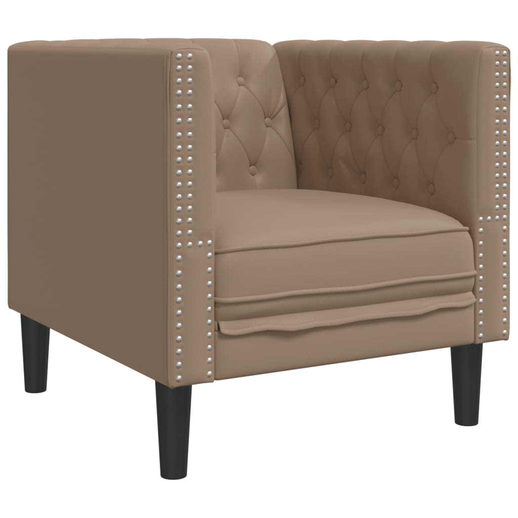 3-tlg. Chesterfield-Sofa-Set Schwarz Kunstleder