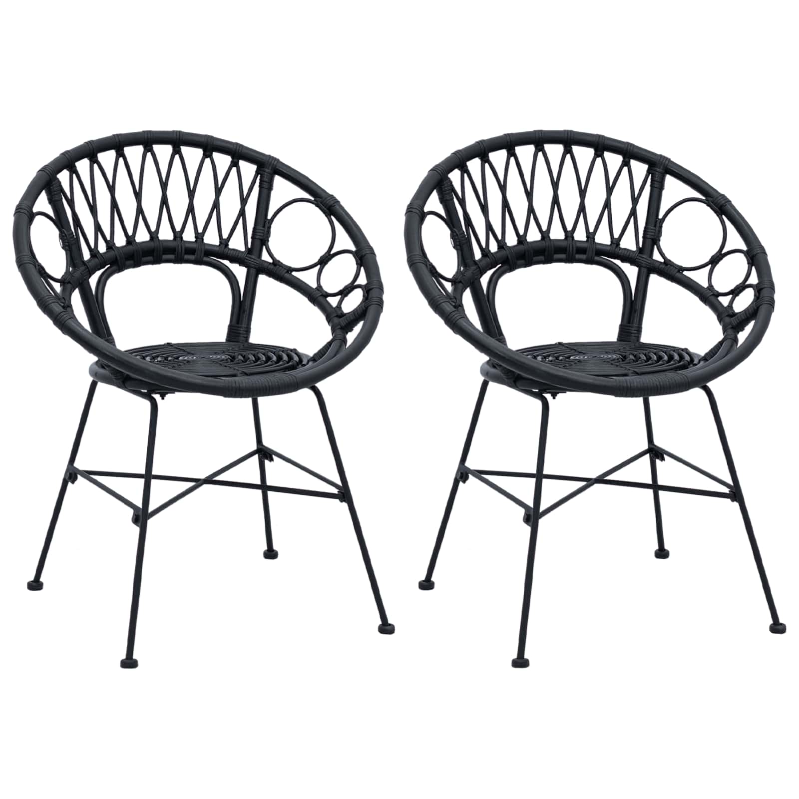 Esszimmerstuhl 2 pcs Rattan und Eisen Natur 54 x 65 x 82 cm