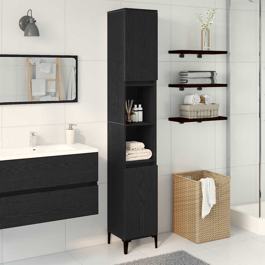 Badschrank Weiß 30x30x190 cm Holzwerkstoff
