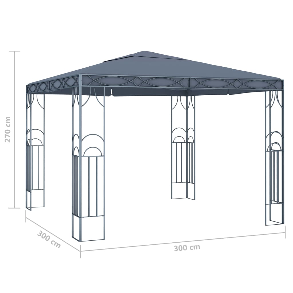 Pavillon mit LED-Lichterkette 300x300 cm Cremeweiß