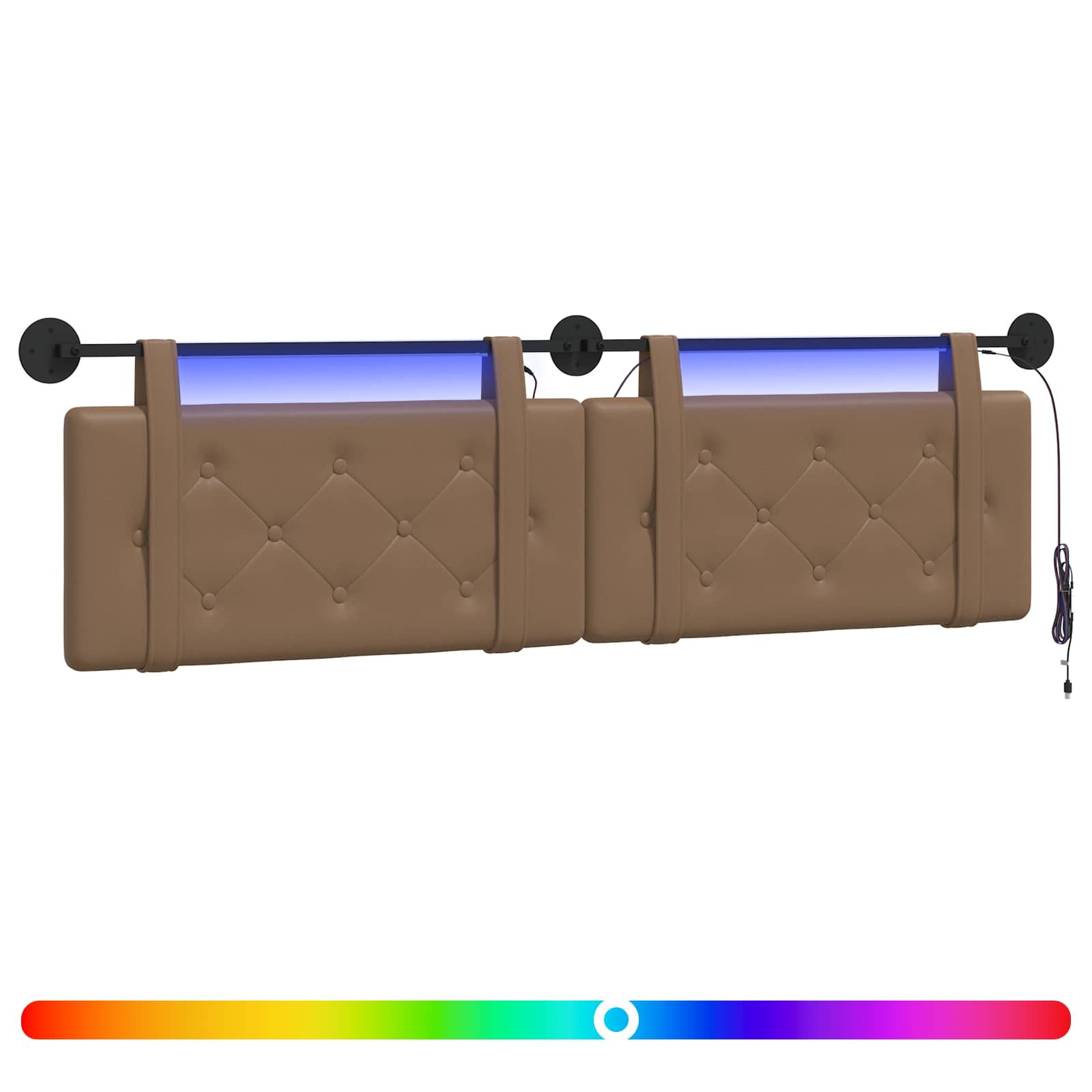 Hängendes Kopfteil Mit LED Licht Creme Kunstleder