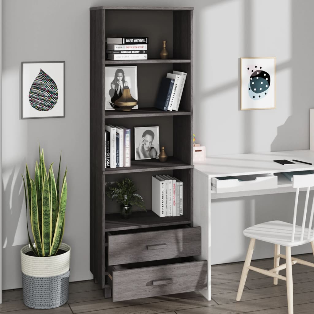 Highboard HAMAR Honigbraun 60x35x180 cm Massivholz Kiefer