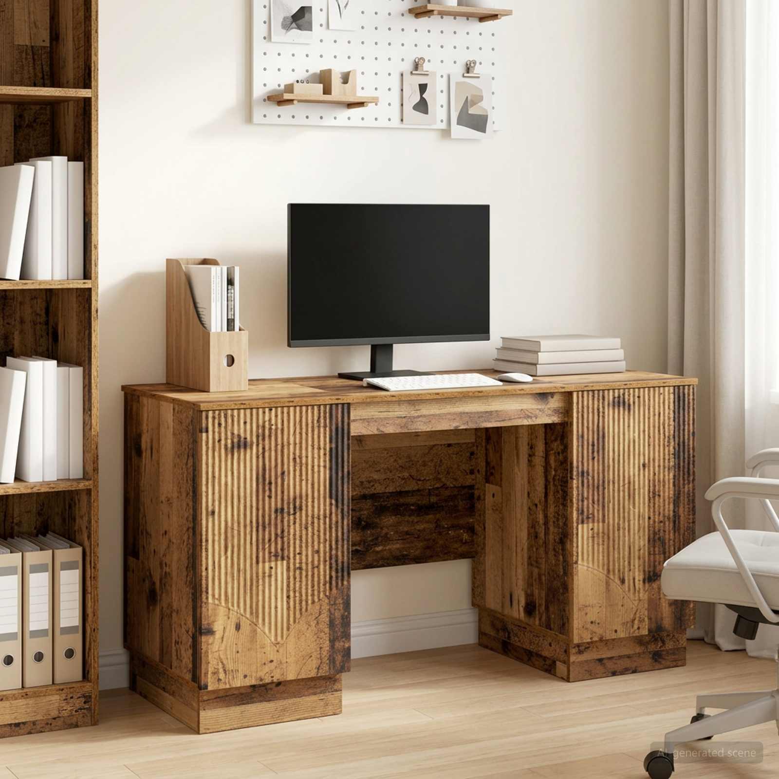 Schreibtisch mit Regal Schwarz 142,5 x 50 x 75 cm Holzwerkstoff