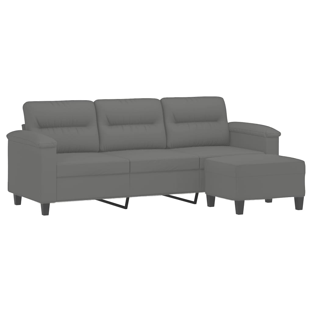 3-Sitzer-Sofa mit Hocker Taupe 180 cm Mikrofasergewebe
