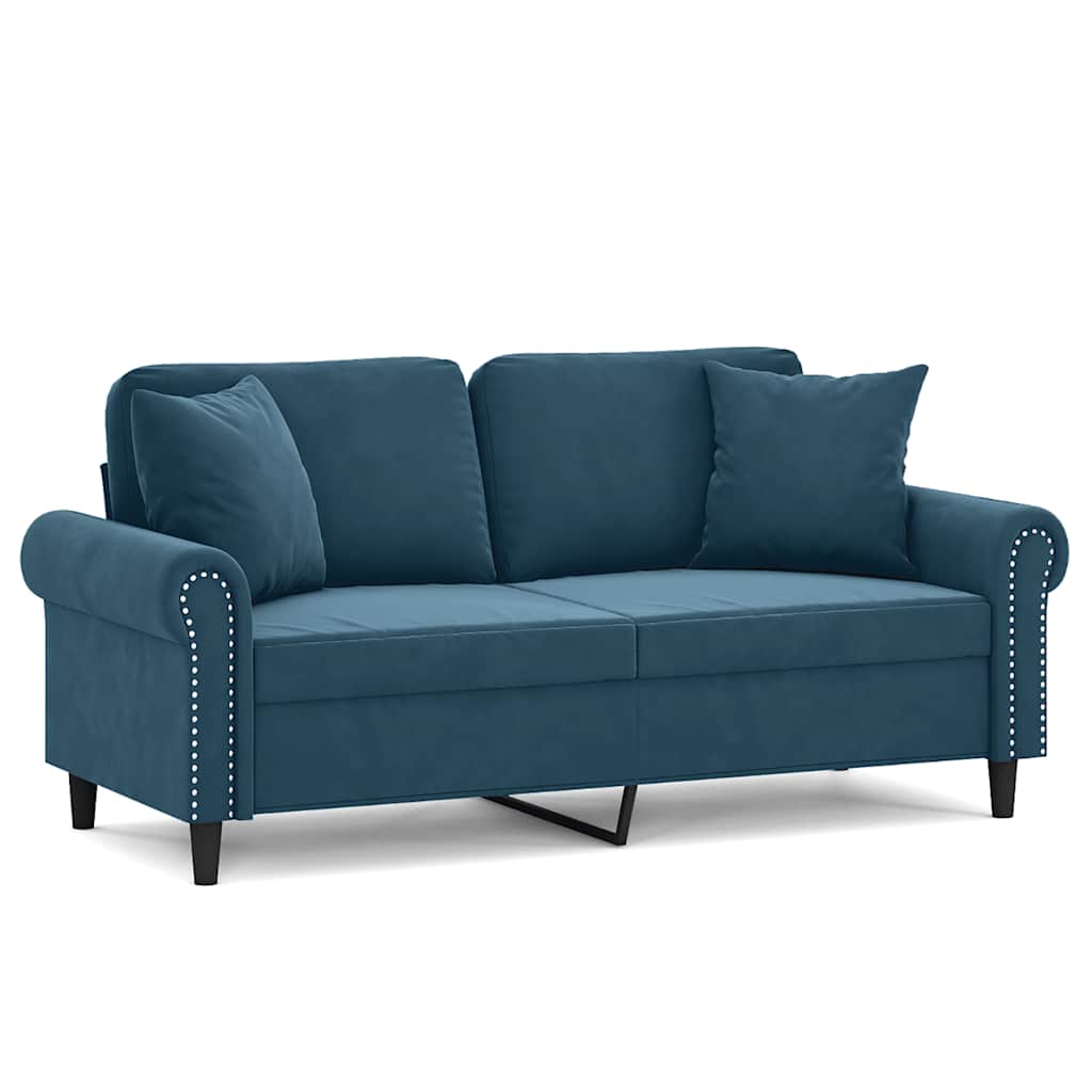 2-Sitzer-Sofa mit Zierkissen Dunkelgrün 120 cm Samt