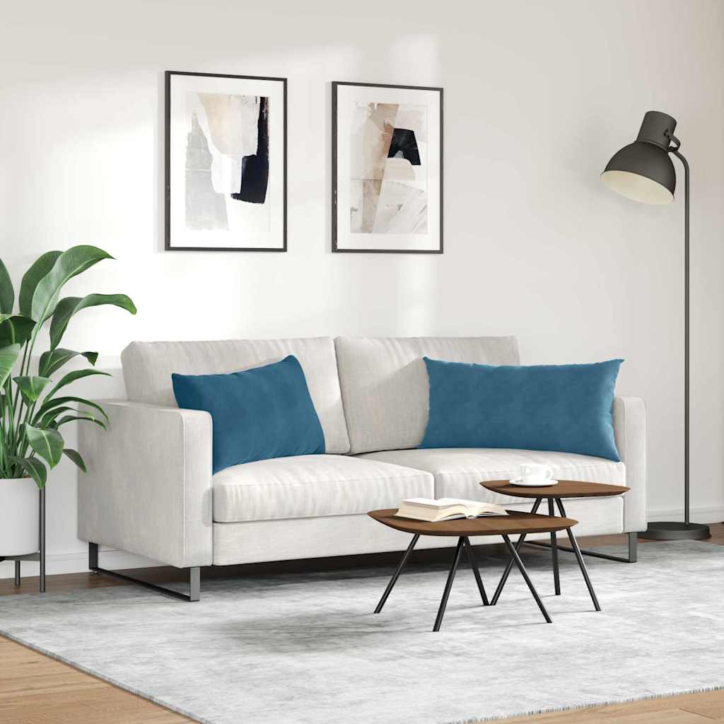 Sofakissen 2 Stück Blau 50 x 30 cm Cordstoff