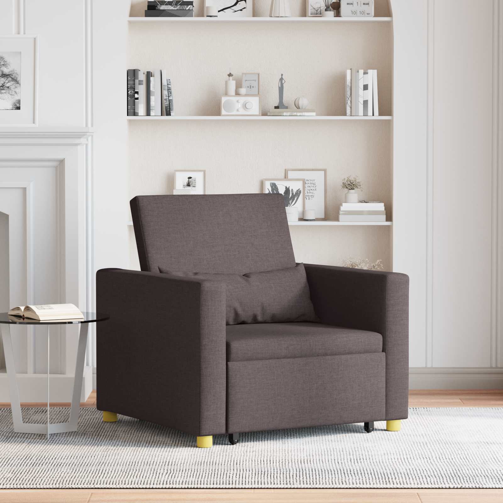 Ausziehbare Schlafcouch Einzel Hellgrau 90 x 165 x 87 cm Stoff
