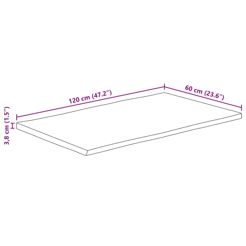 Tischplatte 40x40x2,5 cm Rechteckig Massivholz Akazie Baumkante