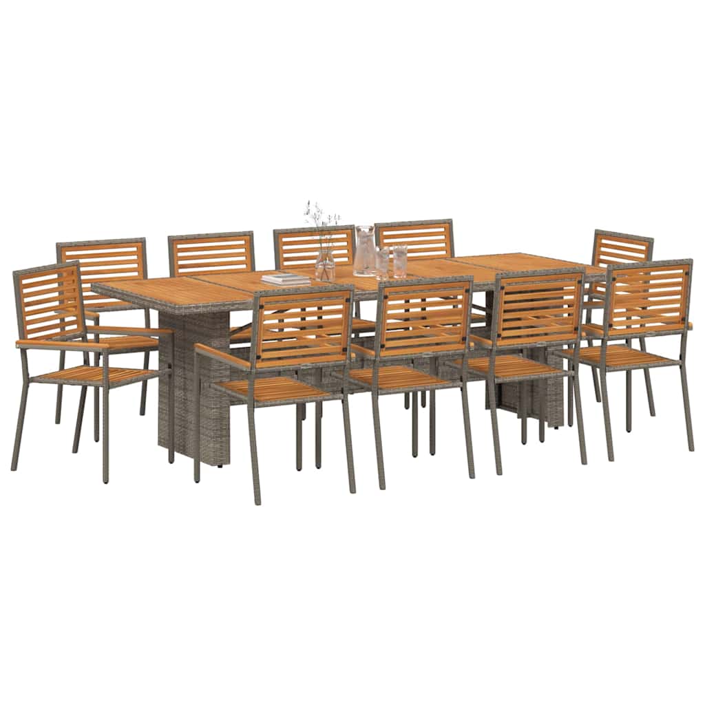 Garten Essgruppe 9 pcs Schwarz und Braun Poly-Rattan