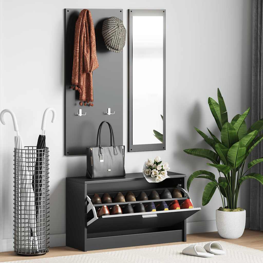 Garderoben Flur 3-in-1 Schuhschrank Schuhkipper Spiegel