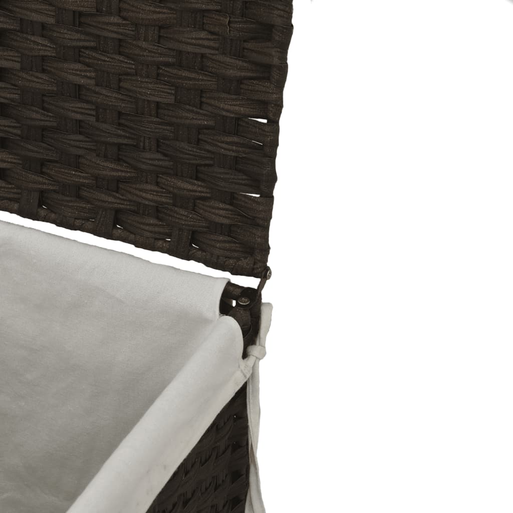 Wäschekorb mit 2 Fächern 53x35x57 cm Poly Rattan