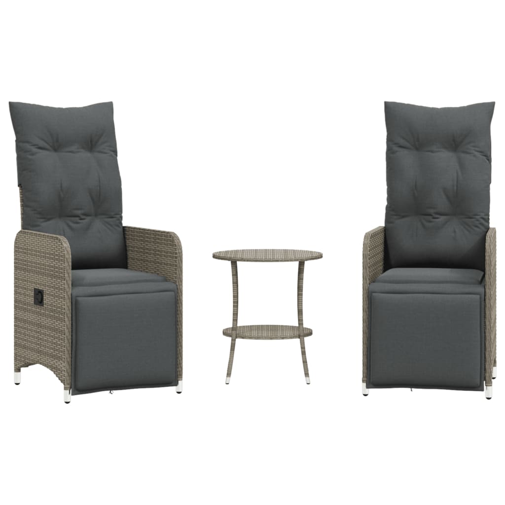 Gartensessel Verstellbar mit Kissen Schwarz Poly Rattan
