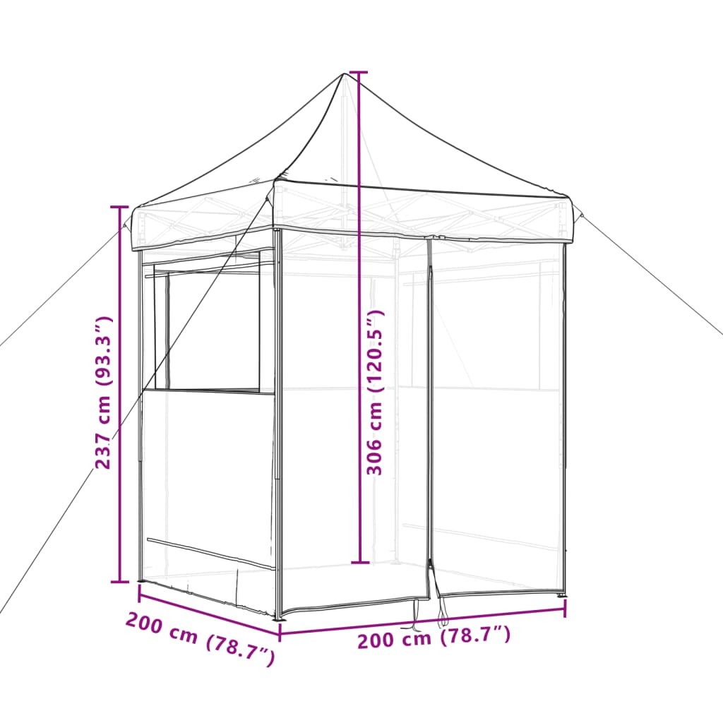 Partyzelt Faltbar Pop-Up Schwarz 200x200x306 cm