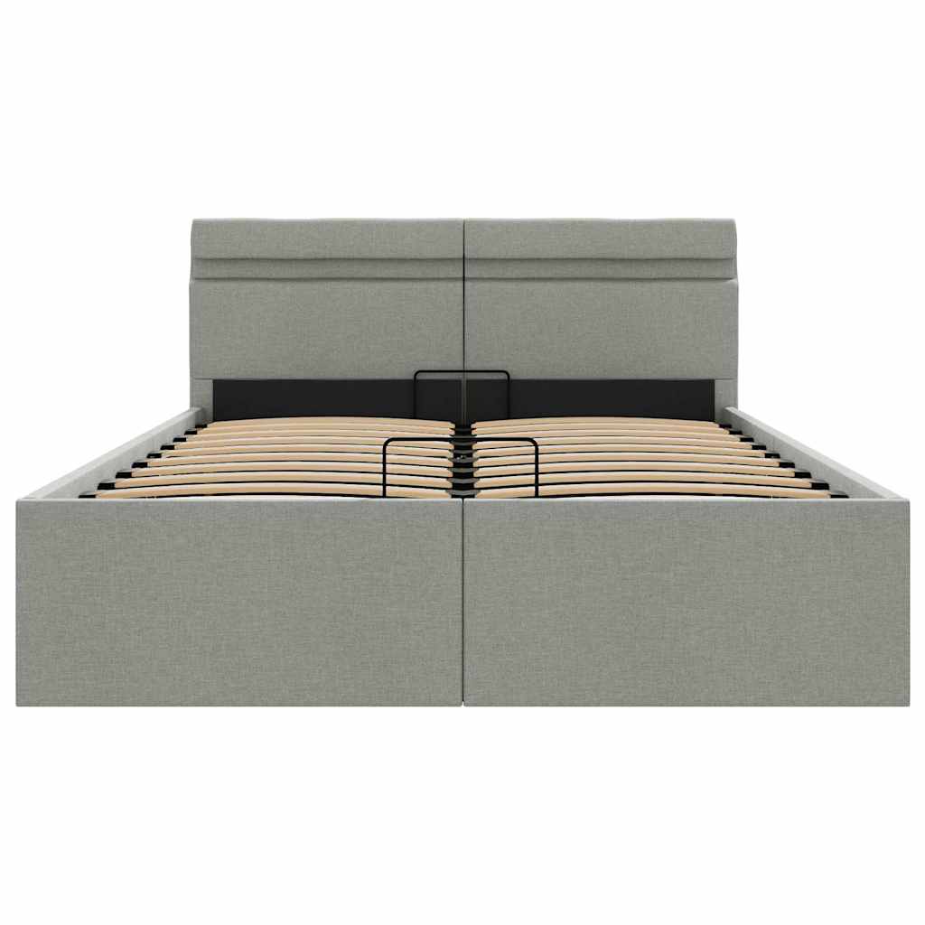 Bett mit Bettkasten Hydraulisch LED Dunkelgrau Stoff 90x200 cm