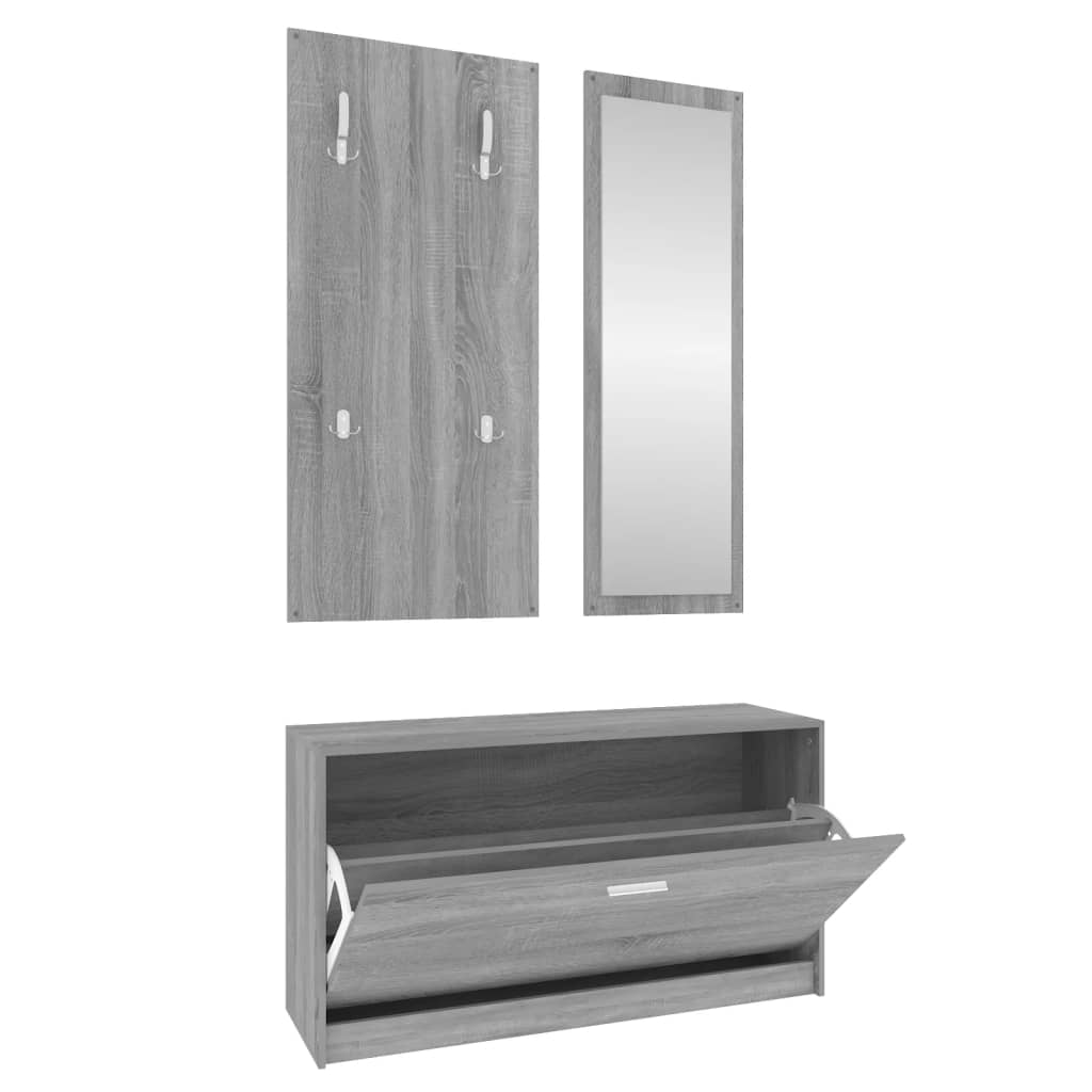Garderoben Flur 3-in-1 Schuhschrank Schuhkipper Spiegel