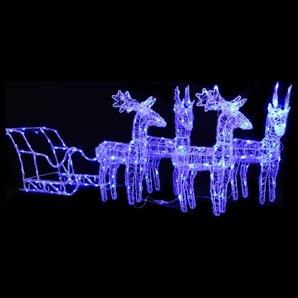 Rentiere & Schlitten Weihnachtsdekoration 160 LEDs 130 cm Acryl