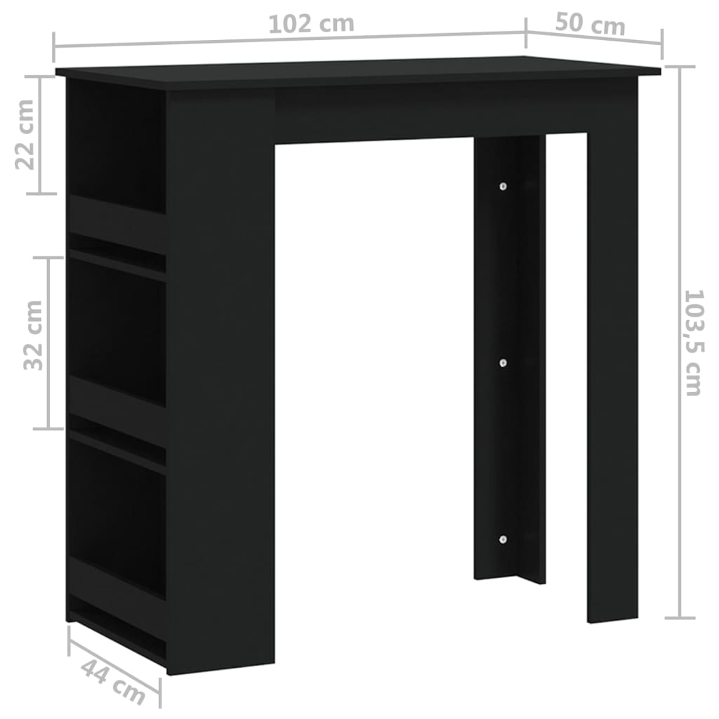 Bartisch mit Ablagefläche Weiß 102x50x103,5 cm Holzwerkstoff