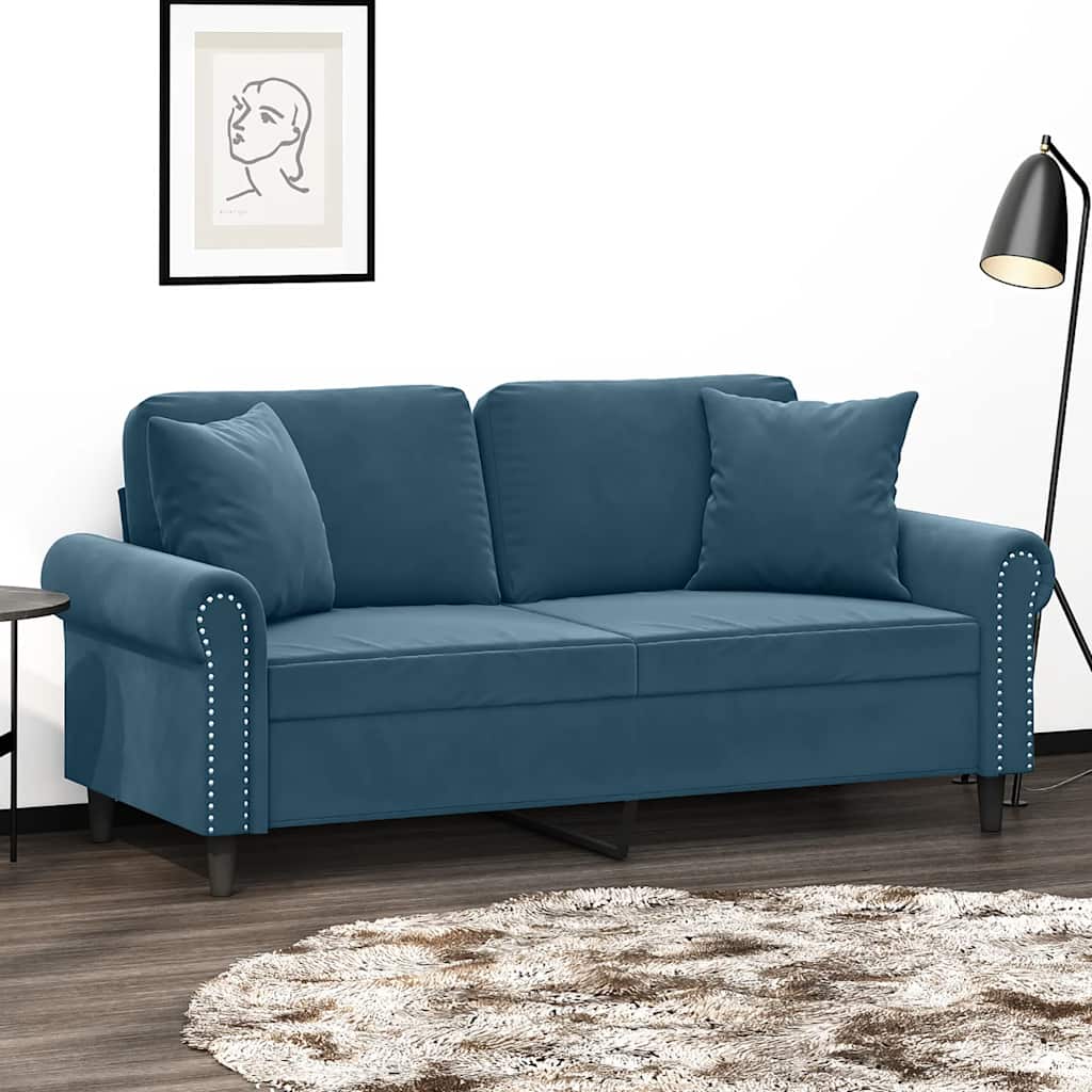 2-Sitzer-Sofa mit Zierkissen Dunkelgrün 120 cm Samt