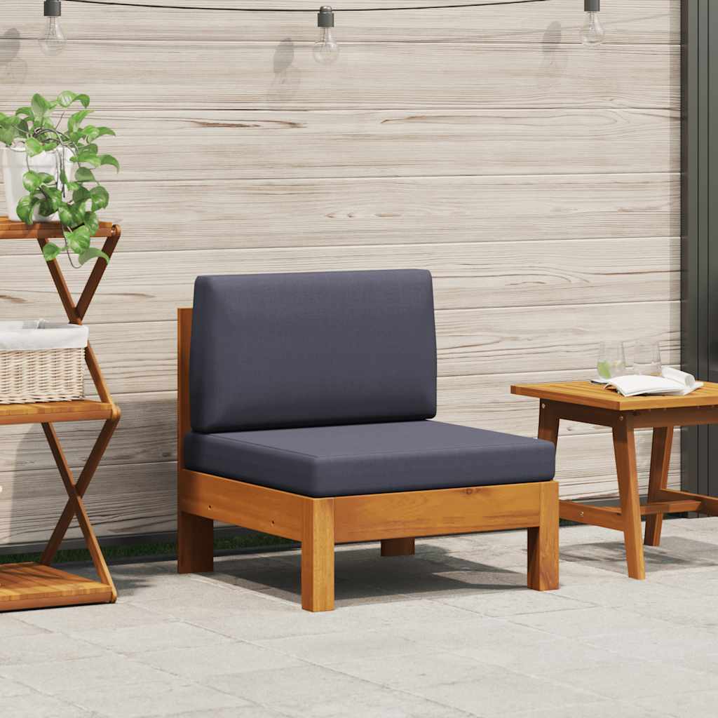 2-tlg. Garten-Lounge-Set mit Cremeweißen Kissen Akazienholz