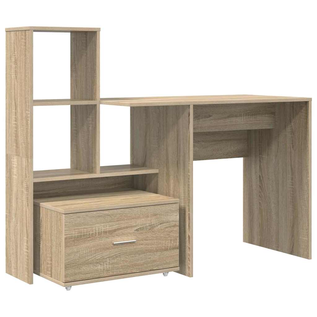 Schreibtisch mit Regal Weiß 131,5 x 50 x 106,5 cm Holzwerkstoff