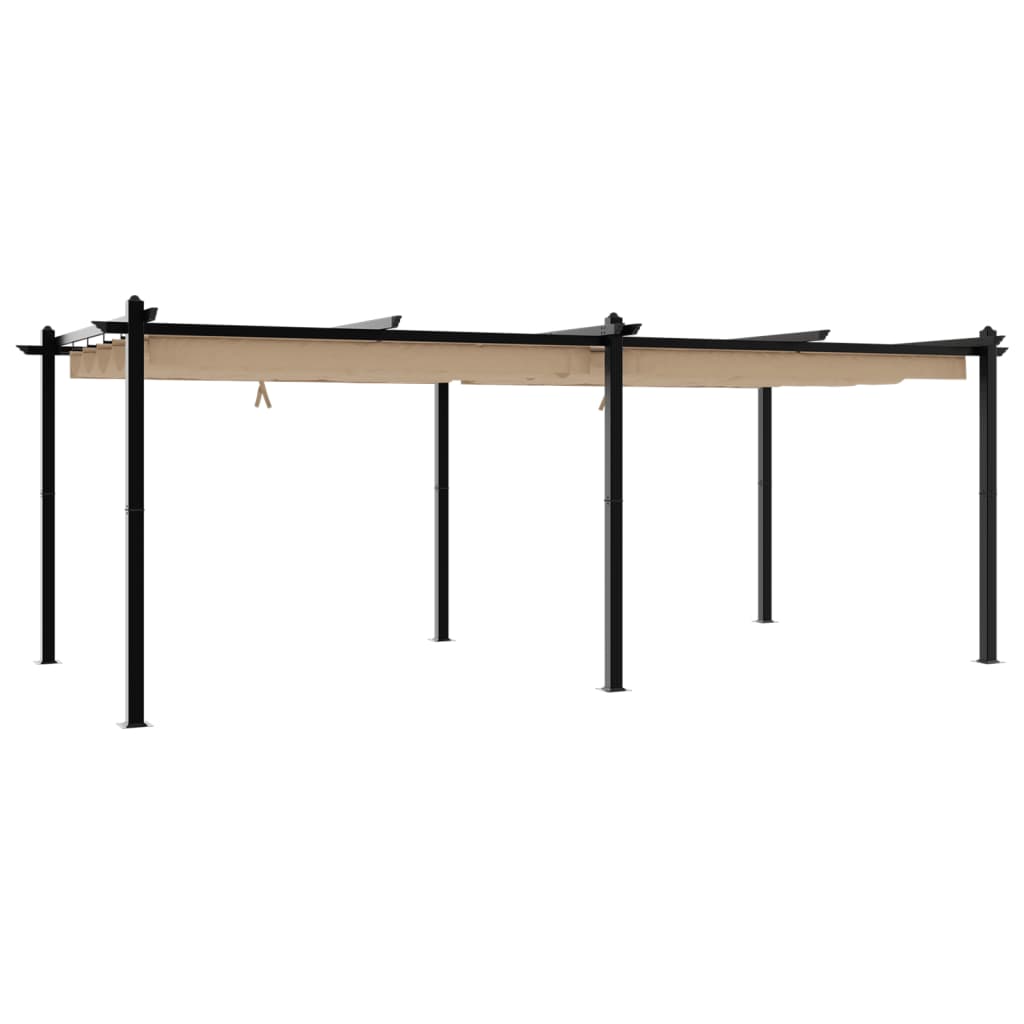 Gartenpavillon mit Ausziehbarem Dach Creme 3x6 m Aluminium
