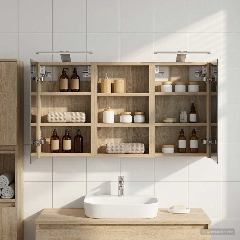 Badezimmerschrank-Set 3 pcs 80 x 10,5 x 50 cm Holzwerkstoff