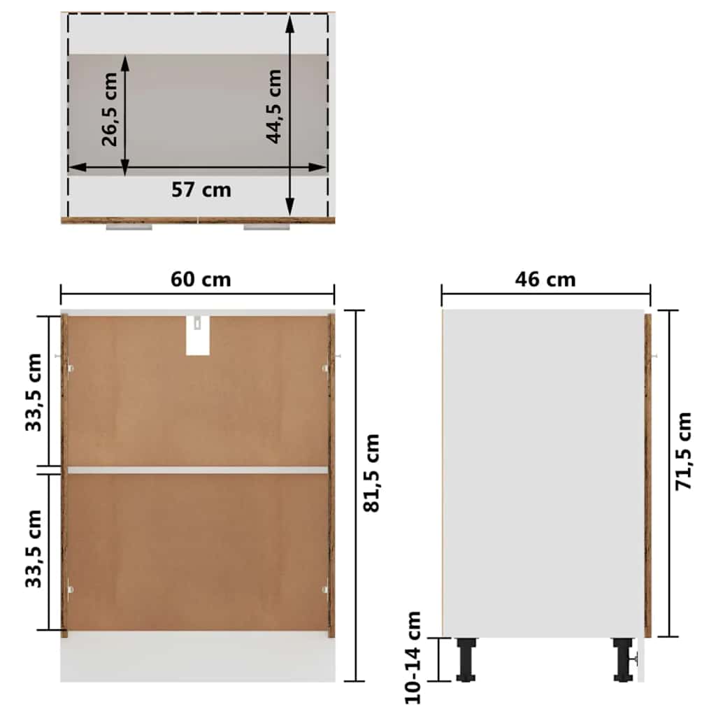Unterschrank Lyon Weiß 60x46x81,5 cm Holzwerkstoff