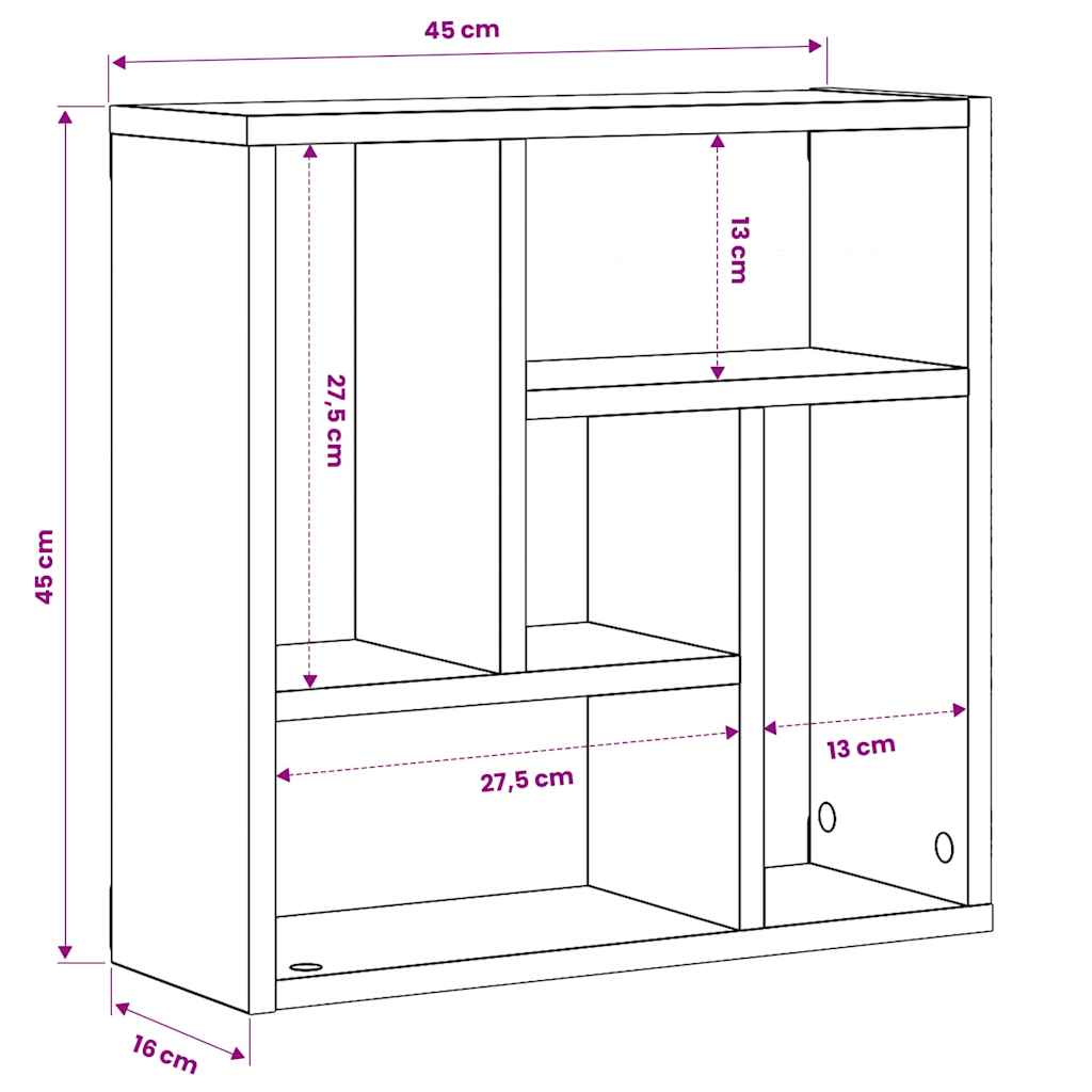Wandregal Weiß 45,1x16x45,1 cm Holzwerkstoff