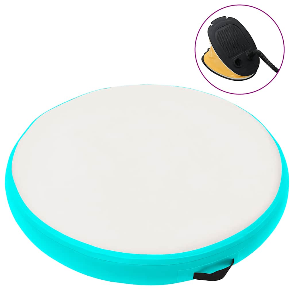 Aufblasbare Gymnastikmatte mit Pumpe 100x100x10 cm PVC Rosa