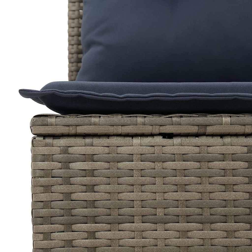 5-teiliges Gartensofa-Set mit Kissen, schwarzes Polyrattan