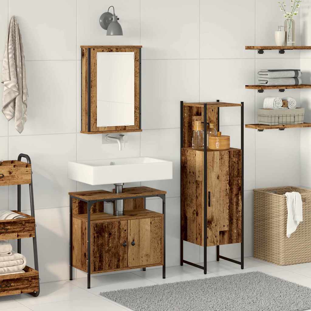 3-tlg. Badmöbel-Set Räuchereiche Holzwerkstoff