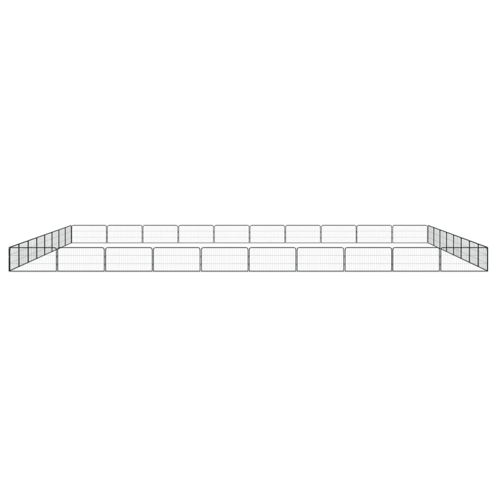 4-tlg. Hundelaufstall Schwarz 100x50cm Stahl Pulverbeschichtung