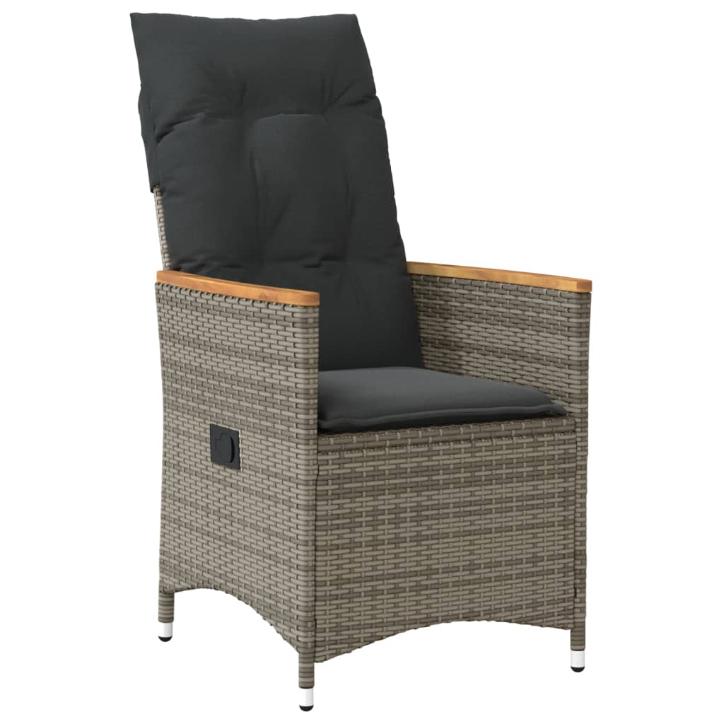 Gartensessel Verstellbar mit Kissen Schwarz Poly Rattan