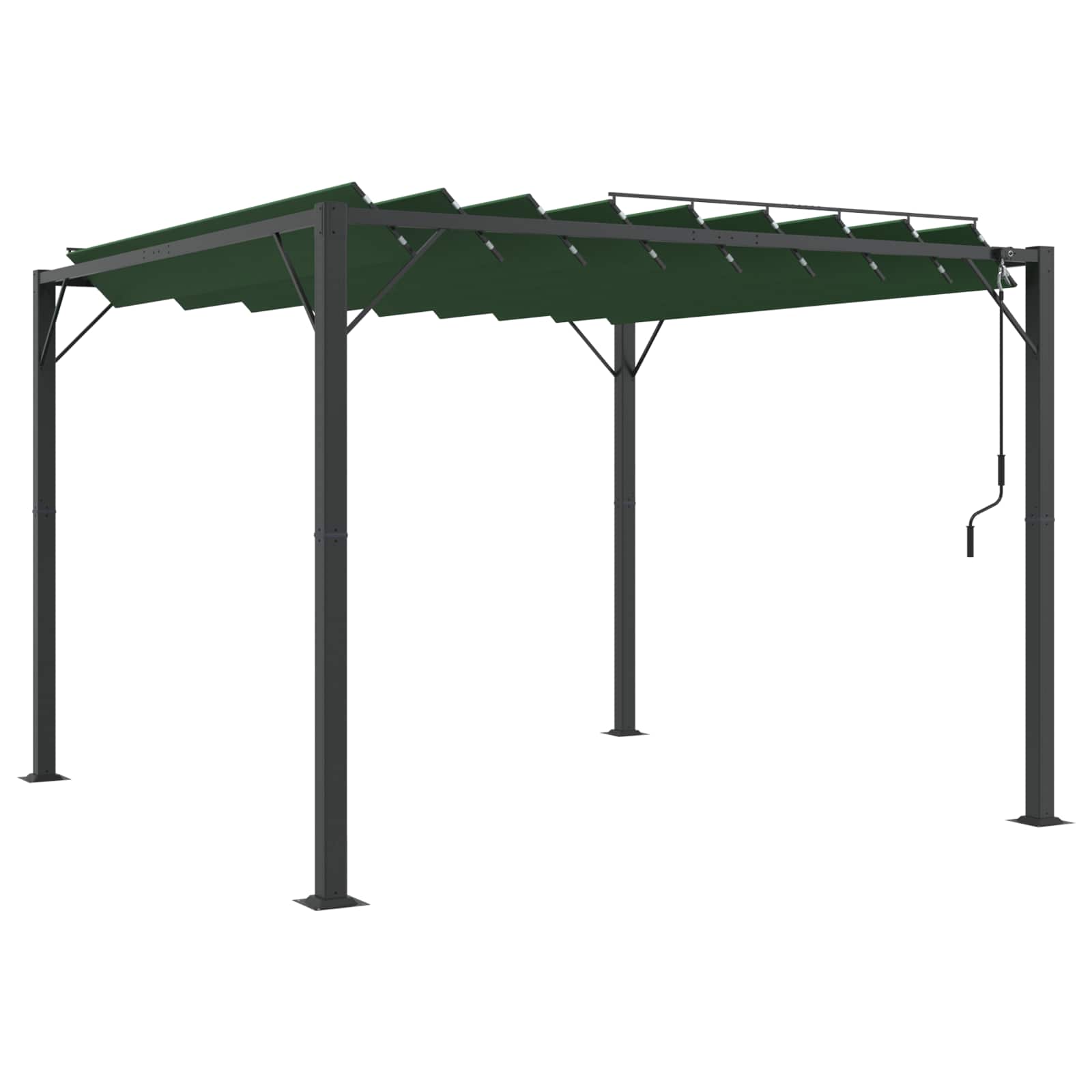 Pergola mit Lamellendach 3x3 m Creme Stoff und Aluminium