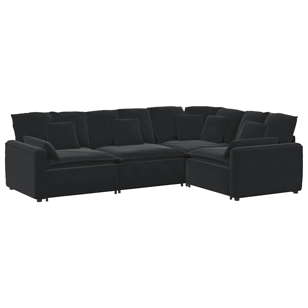 Modulares Sofa mit Kissen Samt Blau
