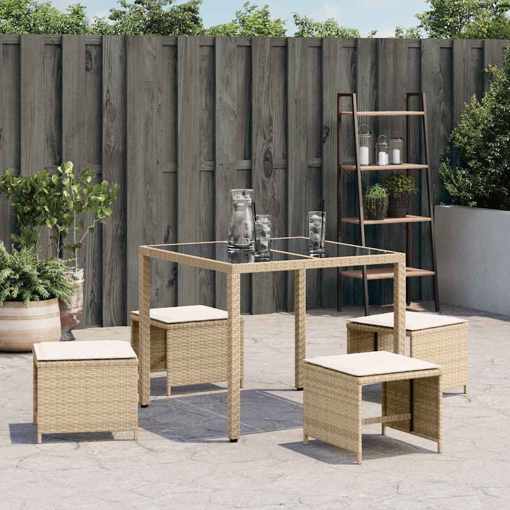 Gartenhocker mit Kissen 4 Stk. Schwarz 41x41x36 cm Poly Rattan